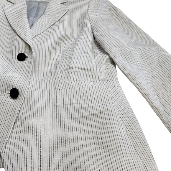 Calvin Klein Womens Blazer Size 6 Two Button White Pin Stripe Career Office Work - Picture 9 of 11